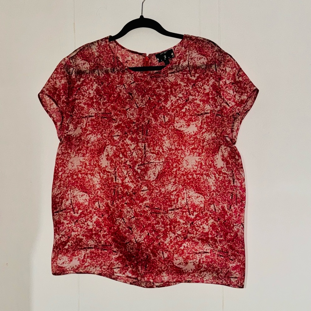 Lord & Taylor Silk sleeveless top - light red